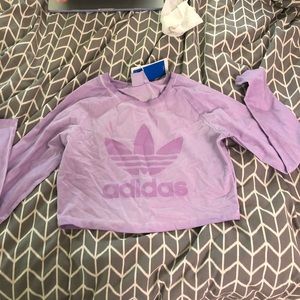 Purple Adidas Long Sleeve Crop Top